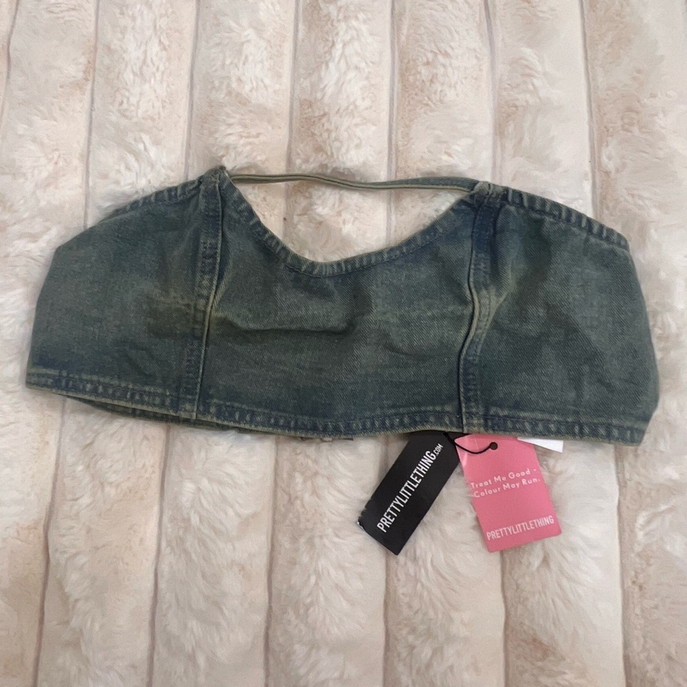 PrettyLittleThing Dark Denim Crop Top